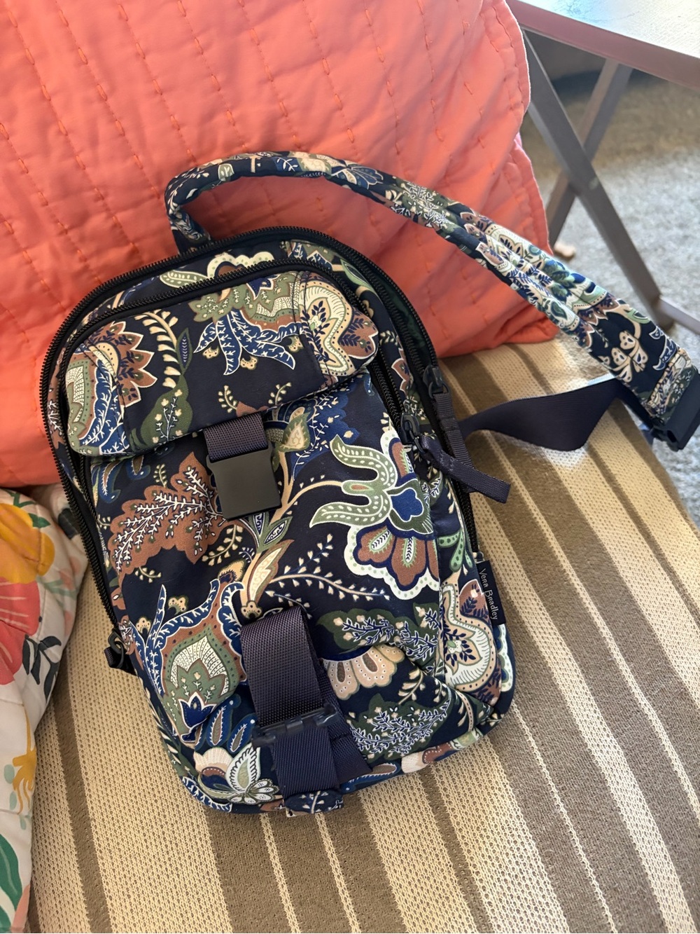 Vera Bradley Quilted Paisley Crossbody Sling Bag - Navy Multicolor